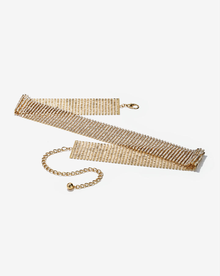 Rhinestone Chain Belt Gold Multi