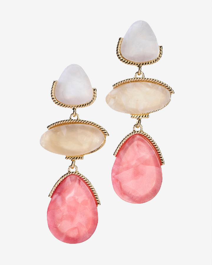 Acrylic Three Stone Earring Pink