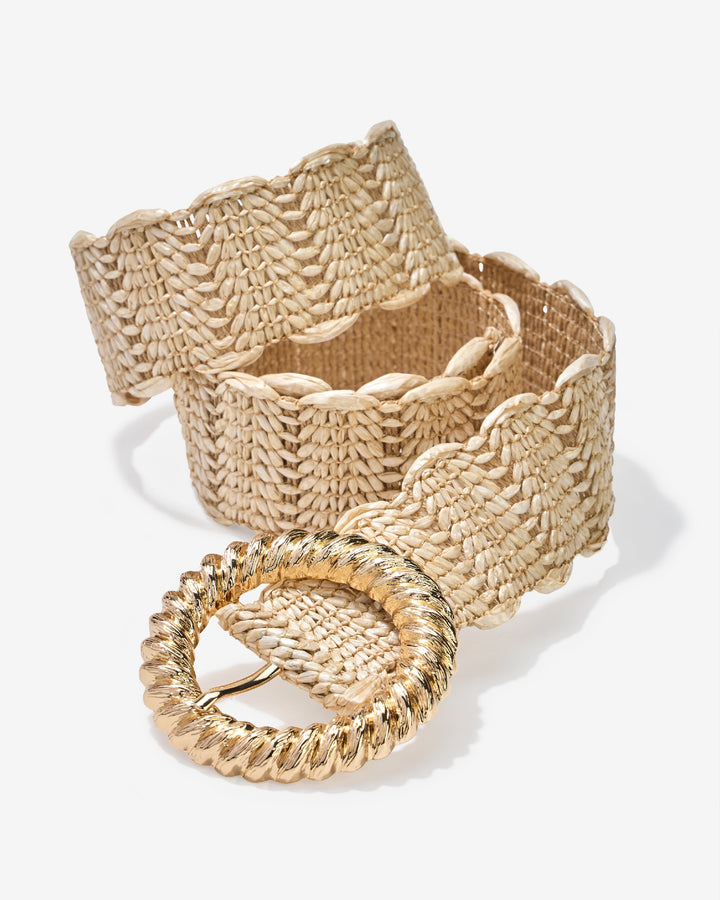 Rope Hardware Buckle Stretch Belt Gold/Natural