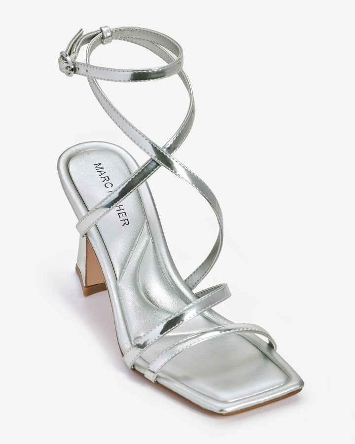 Strappy Ankle Strap Heel Silver