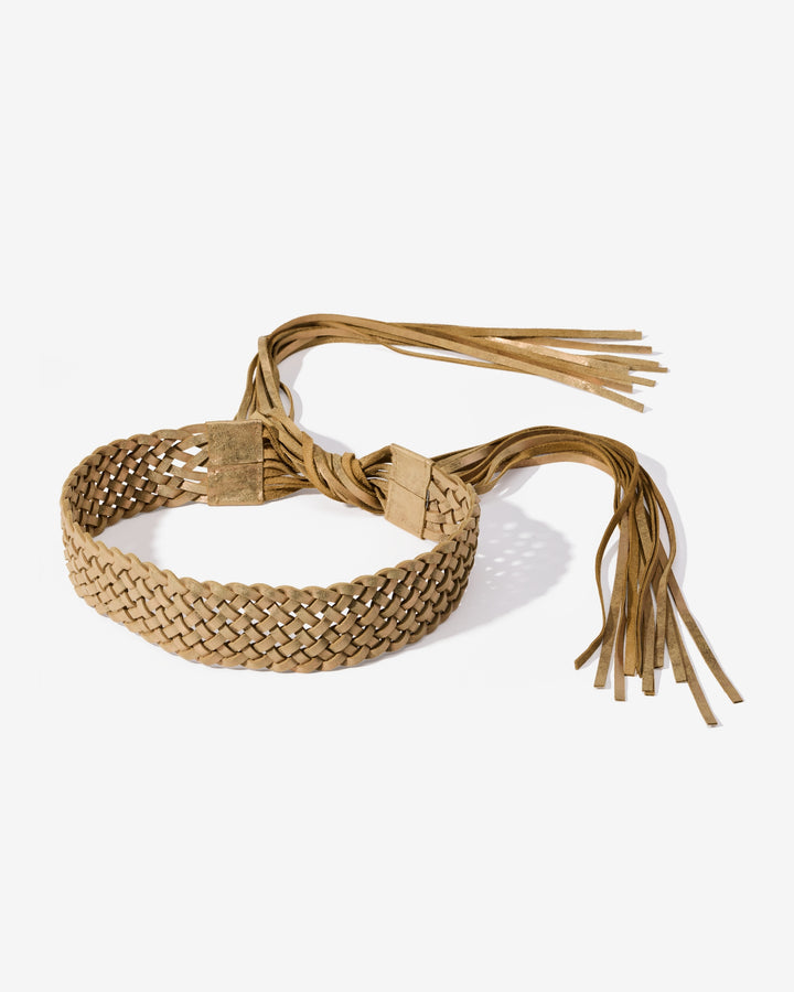 Metallic Braided Tie Belt Gold