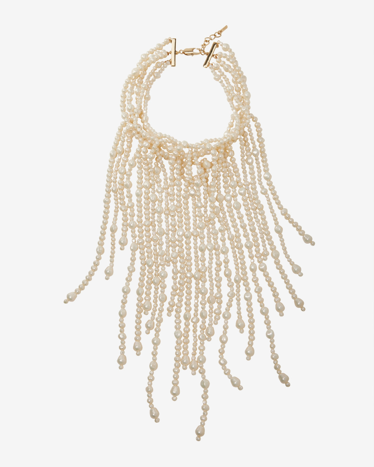 Pearl Layered Drop Necklace Off White