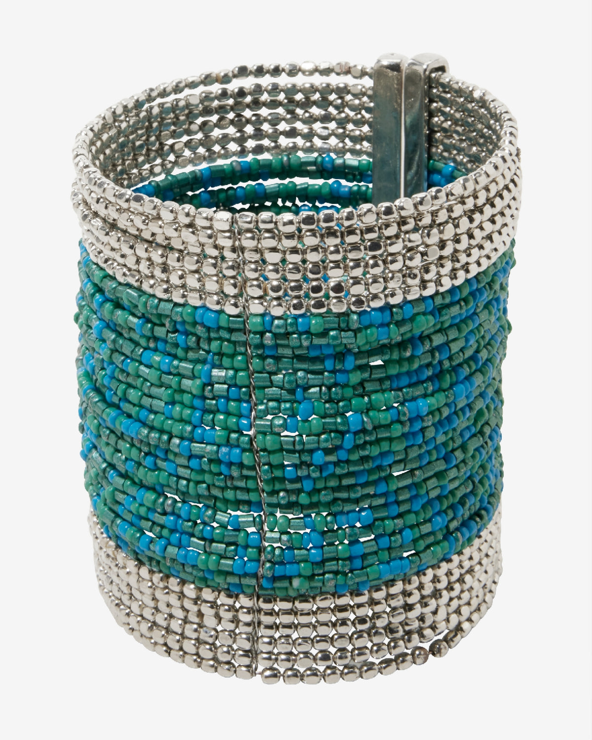 Beaded Turquoise Cuff Silver/Turquoise