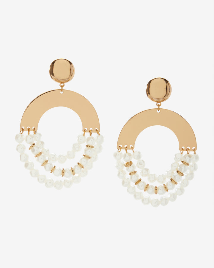 Pearl and Gold Hardware Drop Earring Gold