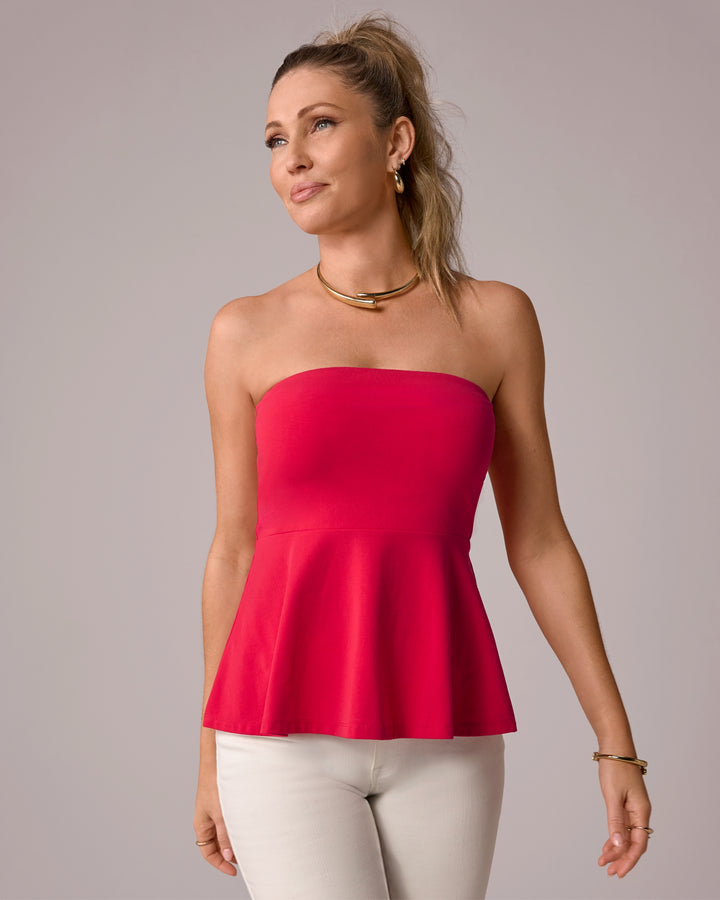 So Sexy Peplum Tube Top Tomato Red