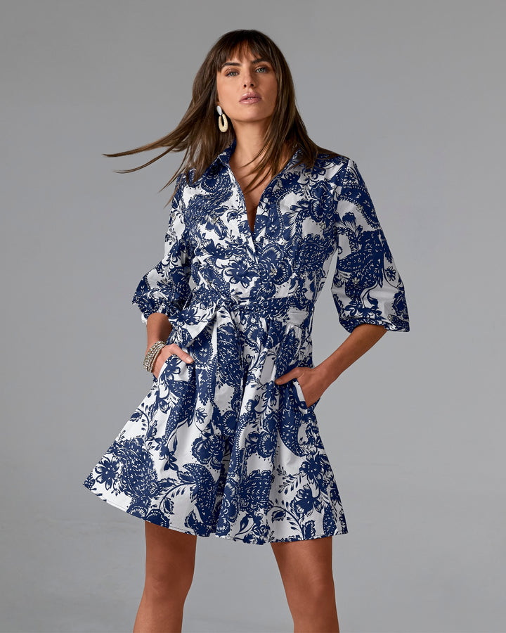 Crystal Embellished Tropical Breeze Print A Line Dress Tropical Breeze