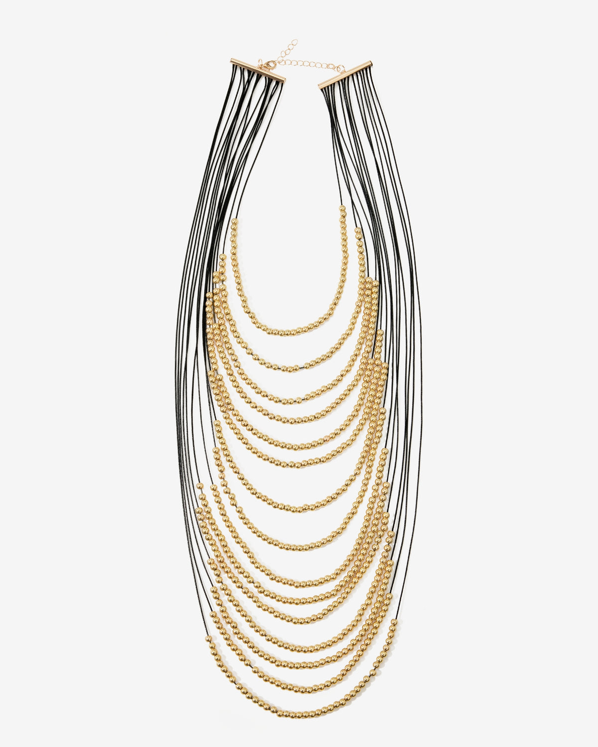Extra Layered Gold Bead Necklace Black/Gold