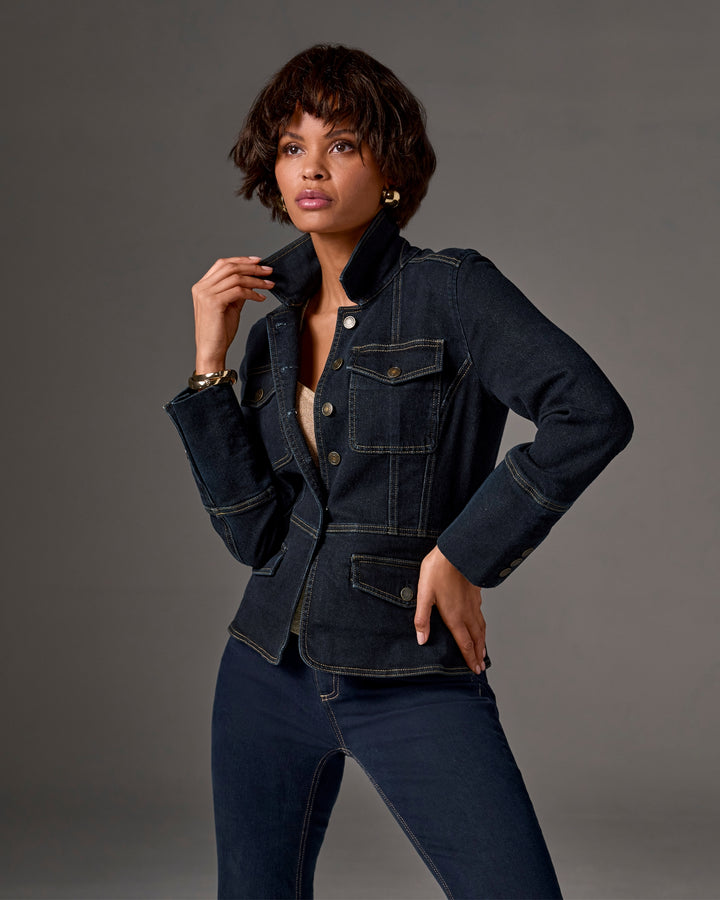 Patch Pocket Chic Denim Jacket Rinse