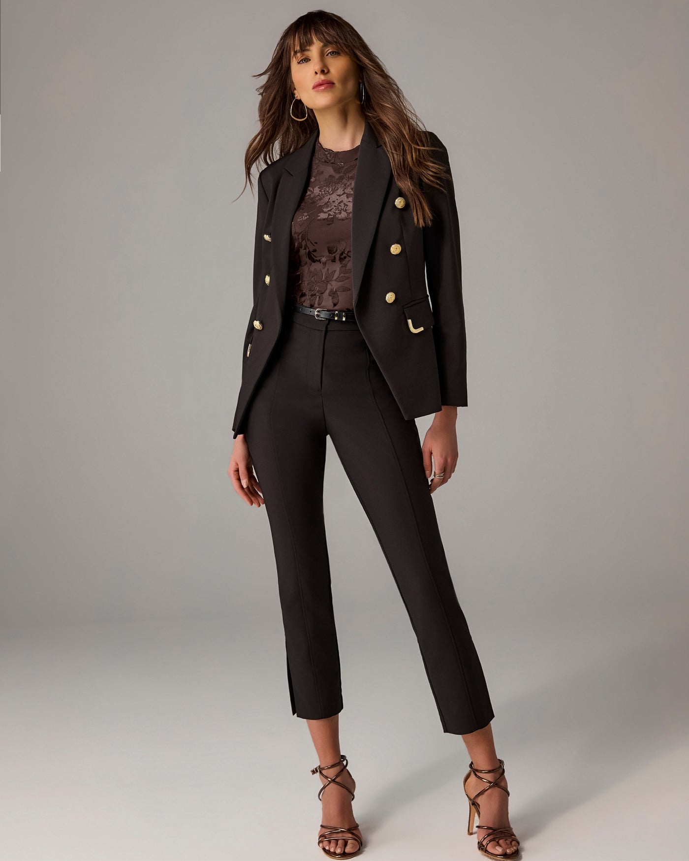 Newport Modern Slim Straight Side Slit Trouser Pant Chocolate Torte