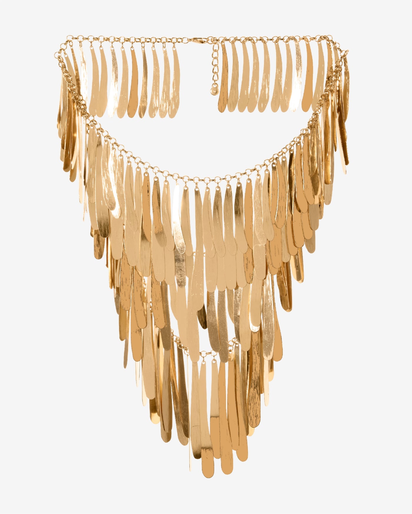 Layered Metal Statement  Necklace Gold