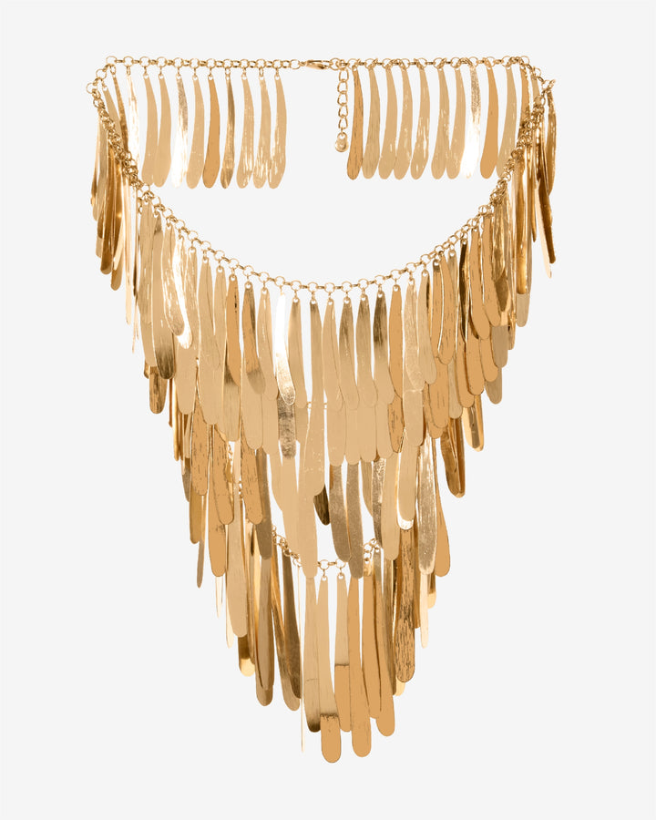 Layered Metal Statement  Necklace Gold