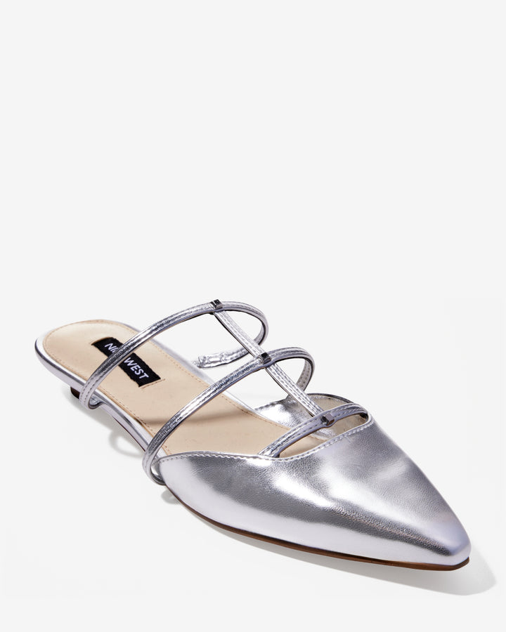 Metallic Strappy Mule Silver