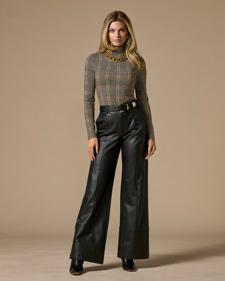 Faux Leather Wide Leg Pant Black