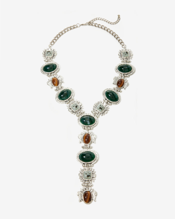 Western Stone Necklace Antique Silver