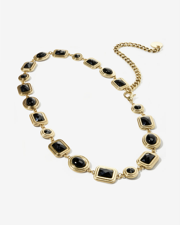 Shaped Gem Chain Belt Black