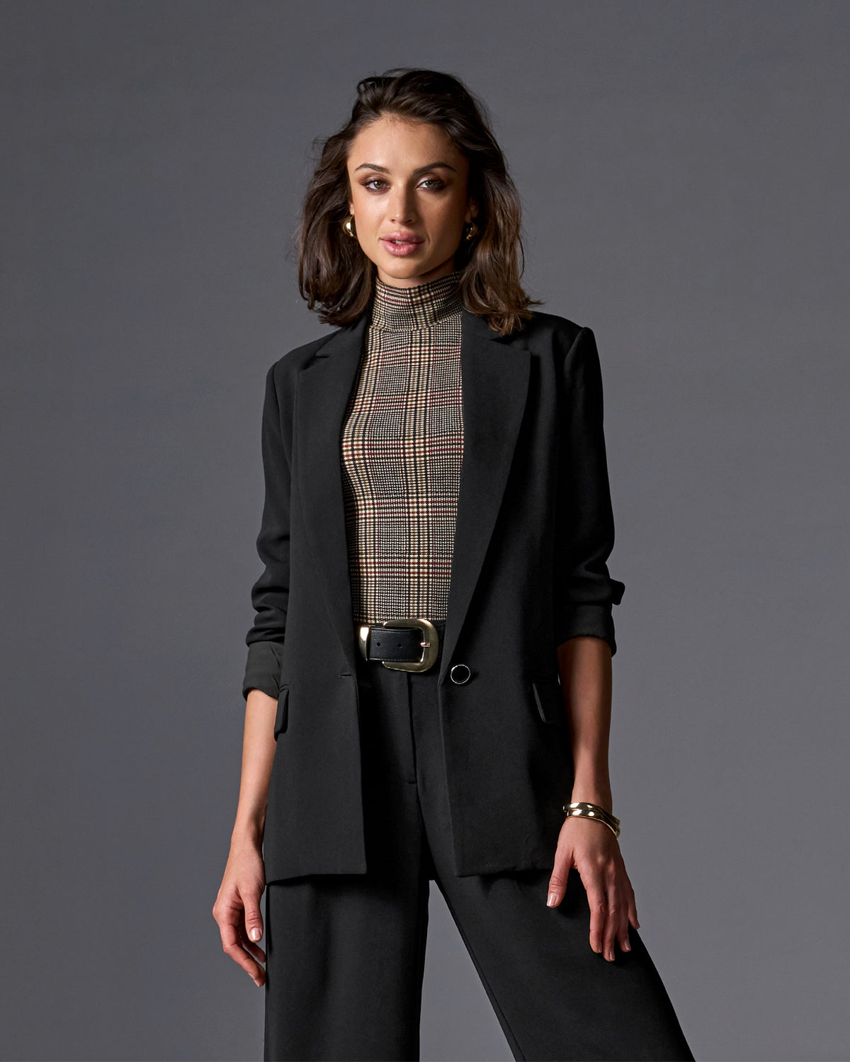 Relaxed Single Button Blazer Black