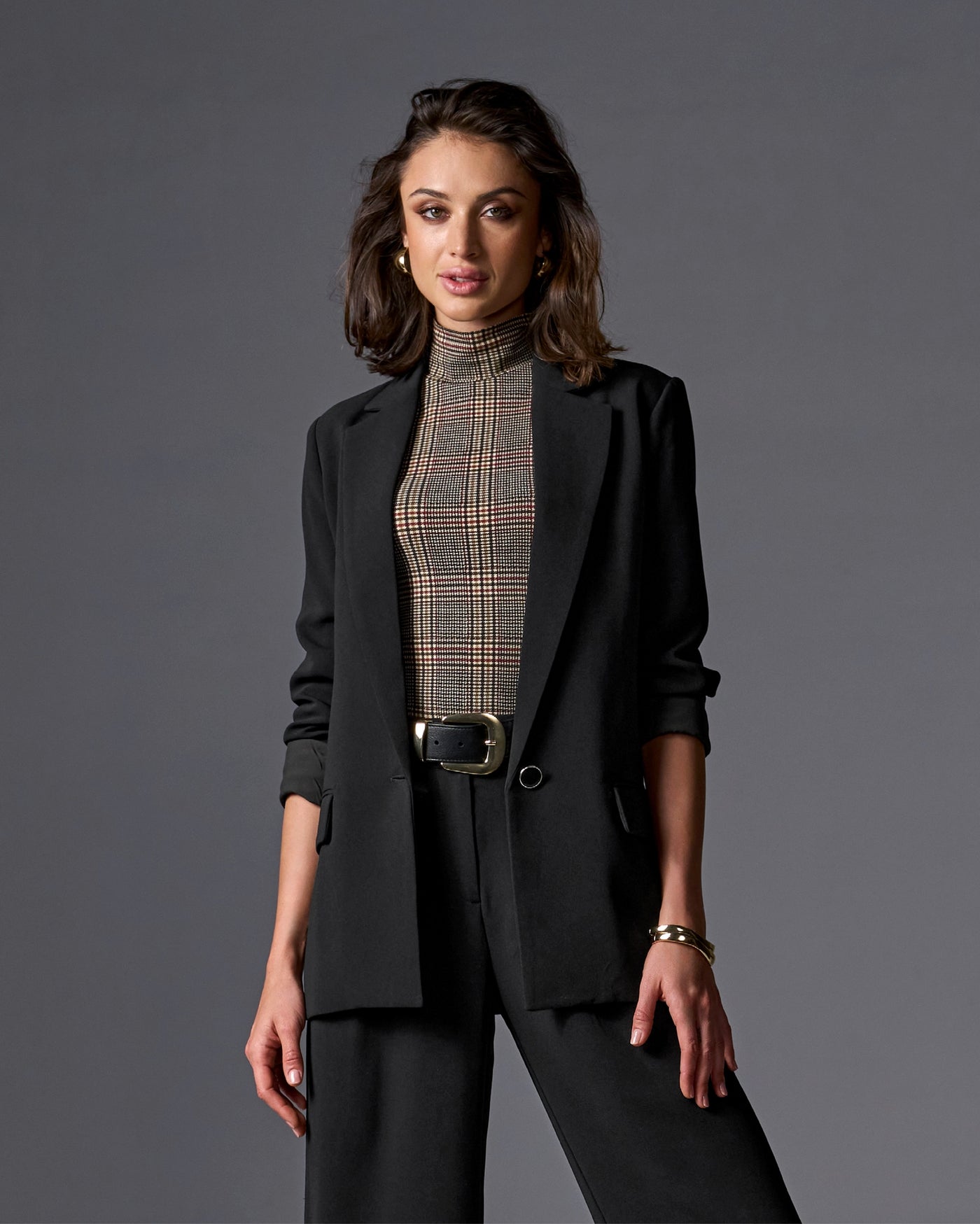 Relaxed Single Button Blazer Black