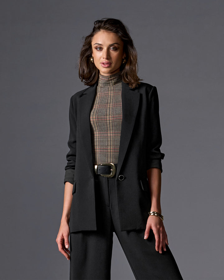 Relaxed Single Button Blazer Black