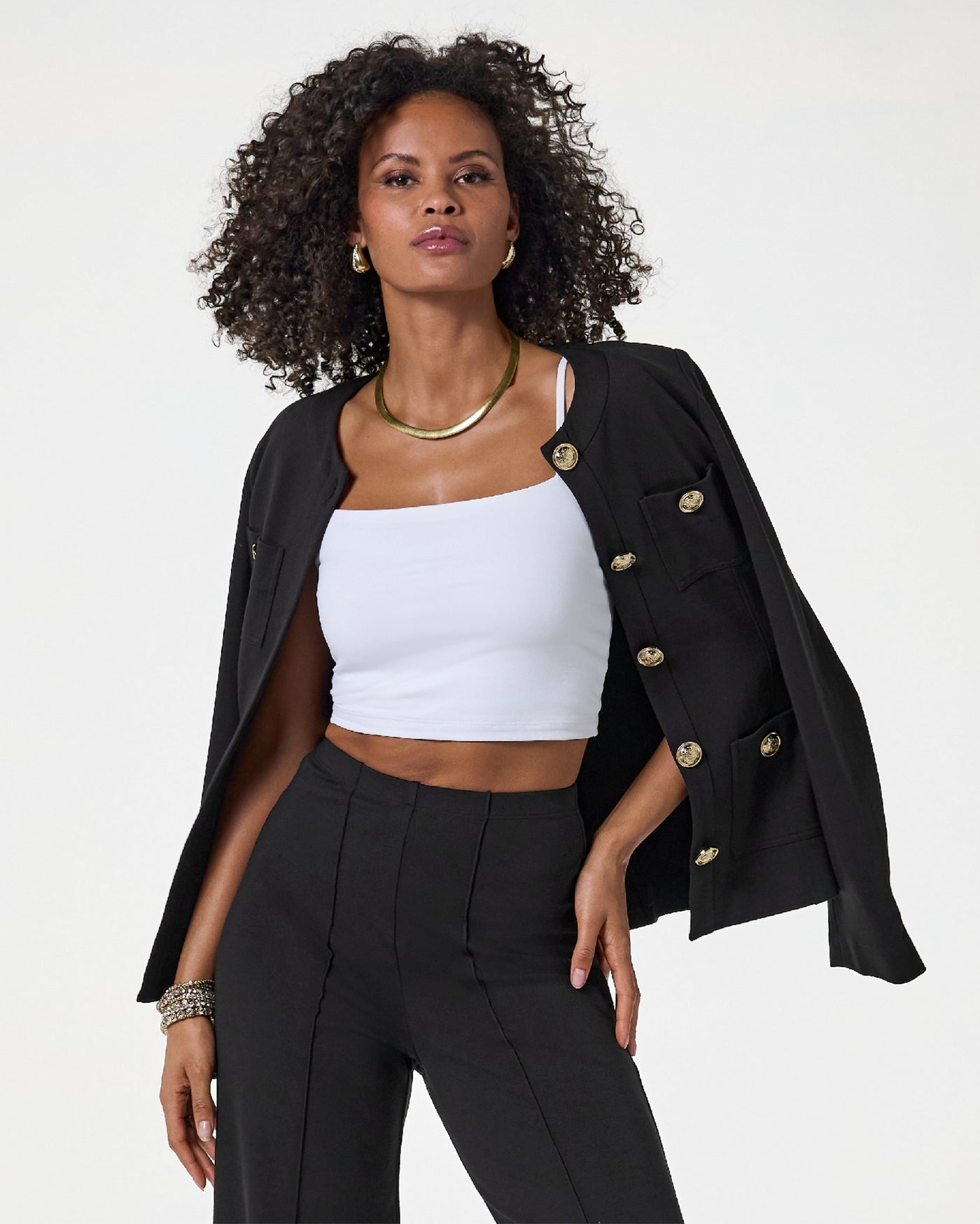 Susana Monaco x Boston Proper Cropped Cami Knit Top White