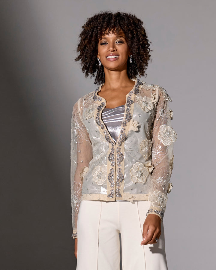 3D Floral Embellished Jacket Sandshell