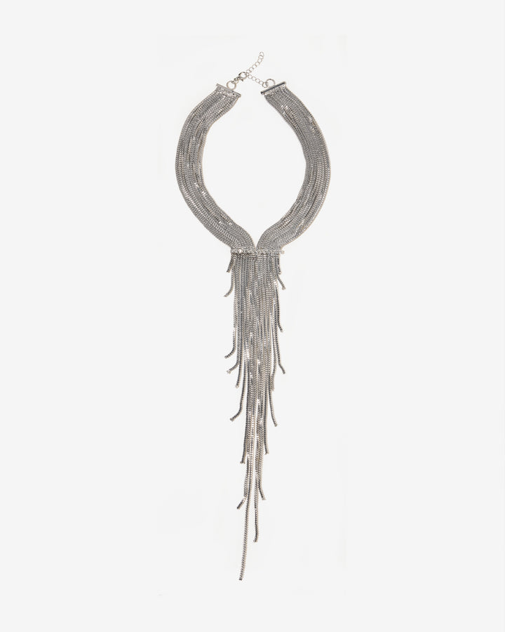 Silver Statement Drop Necklace Silver