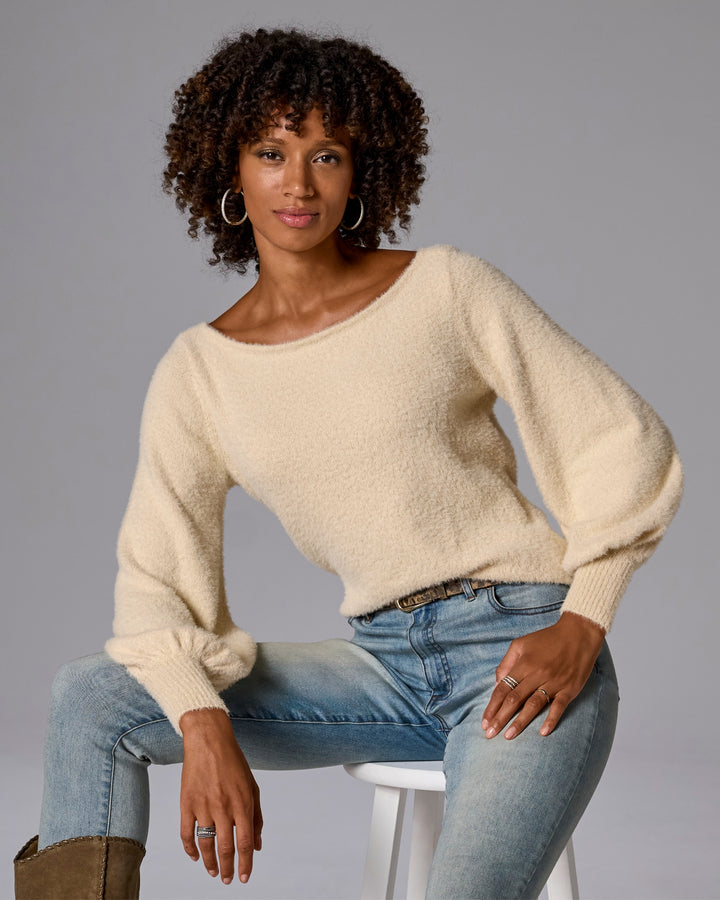 Plush Slouchy Balloon Sleeve Sweater Sandshell