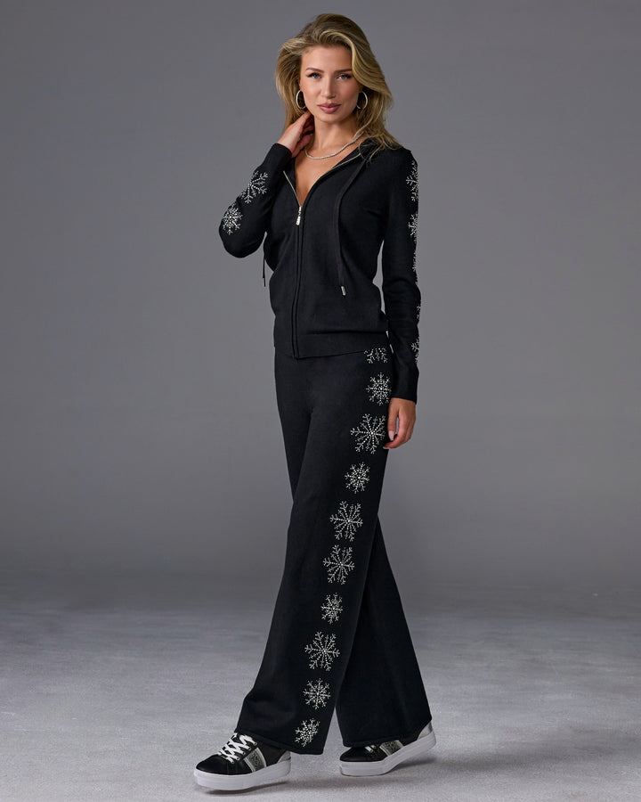 Snowflake Embellished Lounge Set Proper Black