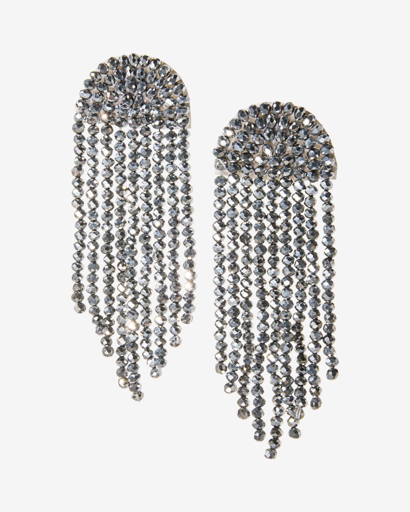 Occasion Fringe Beaded Drop Earrings Silver