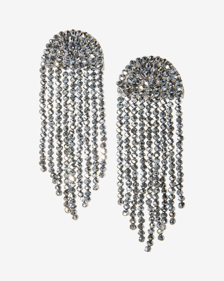 Occasion Fringe Beaded Drop Earrings Silver