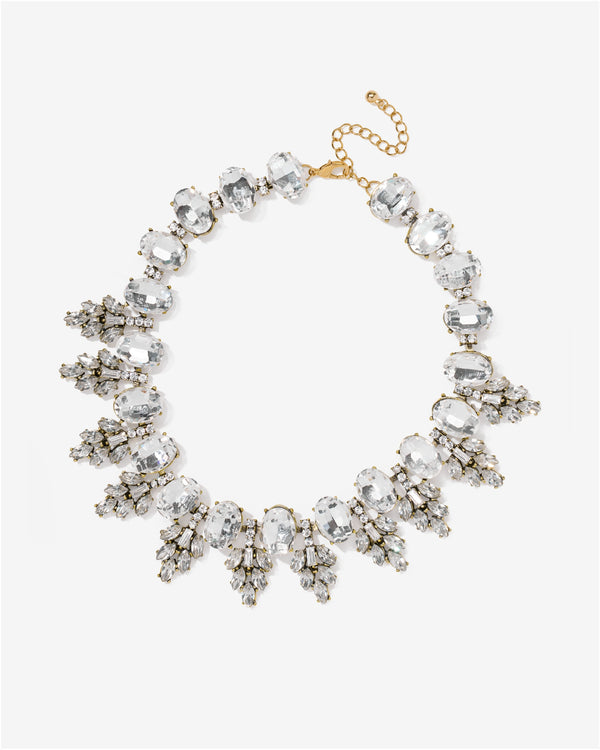 Holiday Gem Statement Necklace Gold/Clear