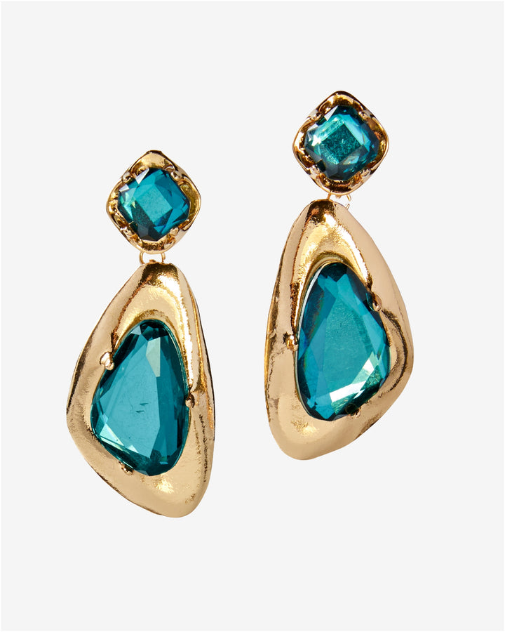 Modern Gem Drop Earring Emerald