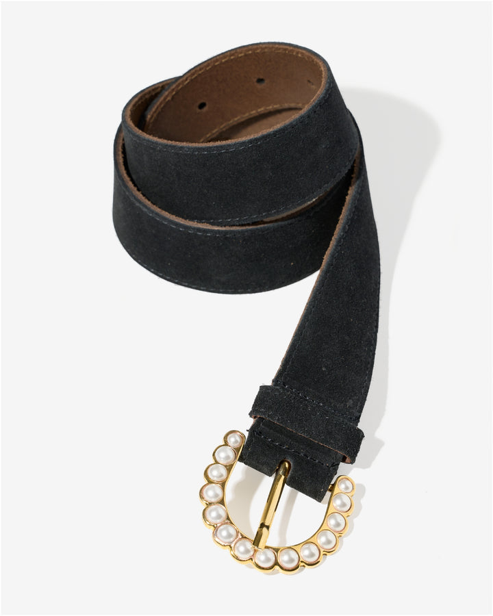 Pearl Statement Buckle Belt Black