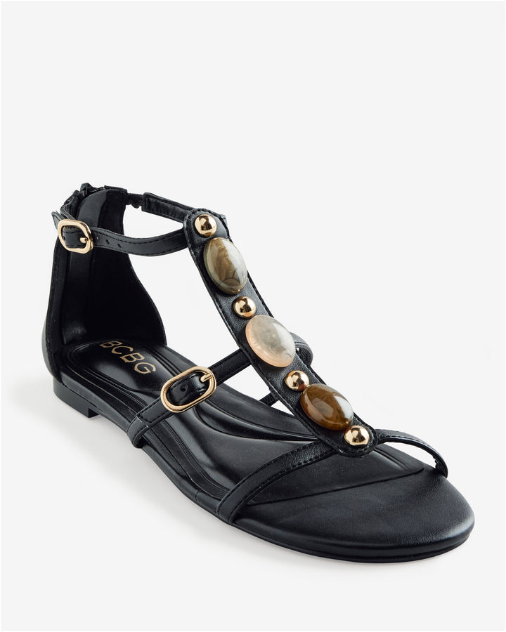 BCBGeneration Multi Stone Gladiator Sandal Black