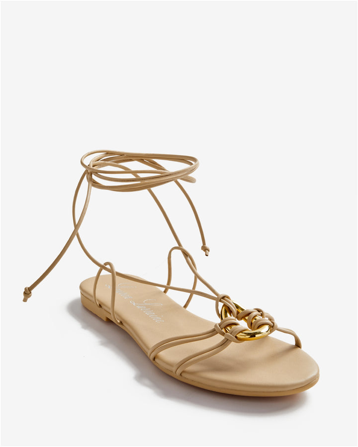 Strappy Modern Hardware Gladiator Sandal Nude