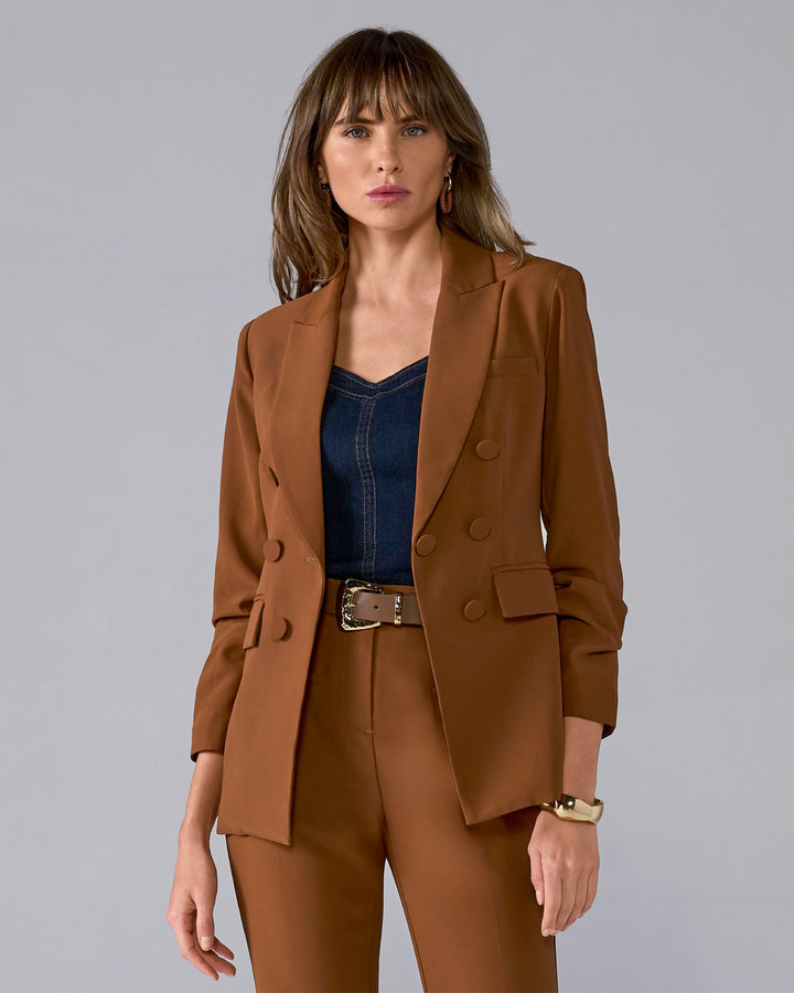 Cutaway Faux Double Breasted Blazer Tortoise Shell