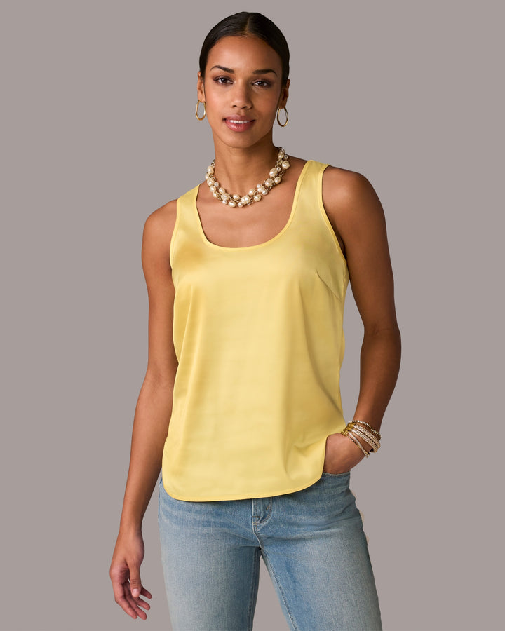 Samantha Scoop Neck Charmeuse Blouse Pale Banana