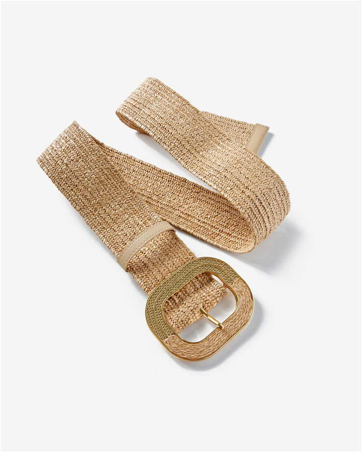 Center Square Hardware Raffia Elastic Belt Natural