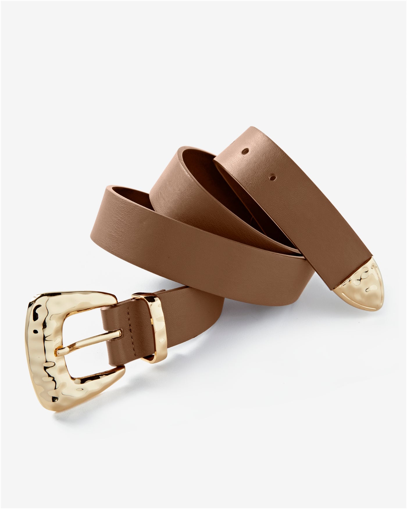 Modern Hammered Buckle Belt Brown