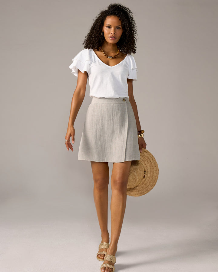 Flirty Linen Wrap Skort Flax