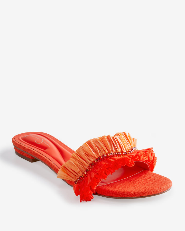 Jessica Simpson Raffia Rhinestone Slide Poppy