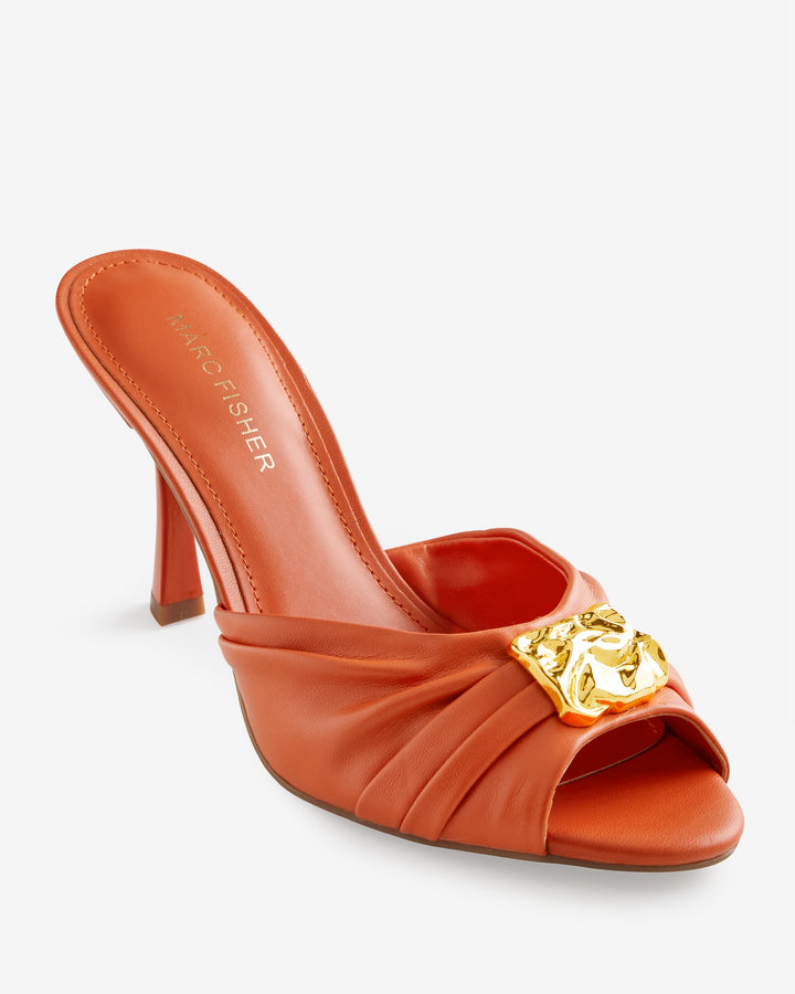 Marc Fisher Hammered Hardware Peep Toe Heel Orange