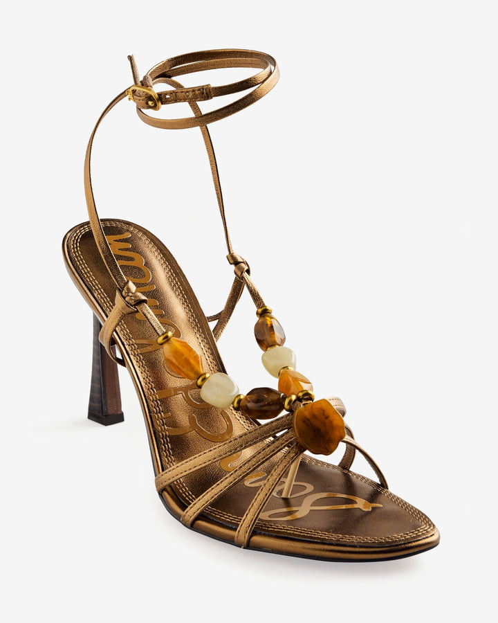 Sam Edelman Strappy Stone Heel Gold