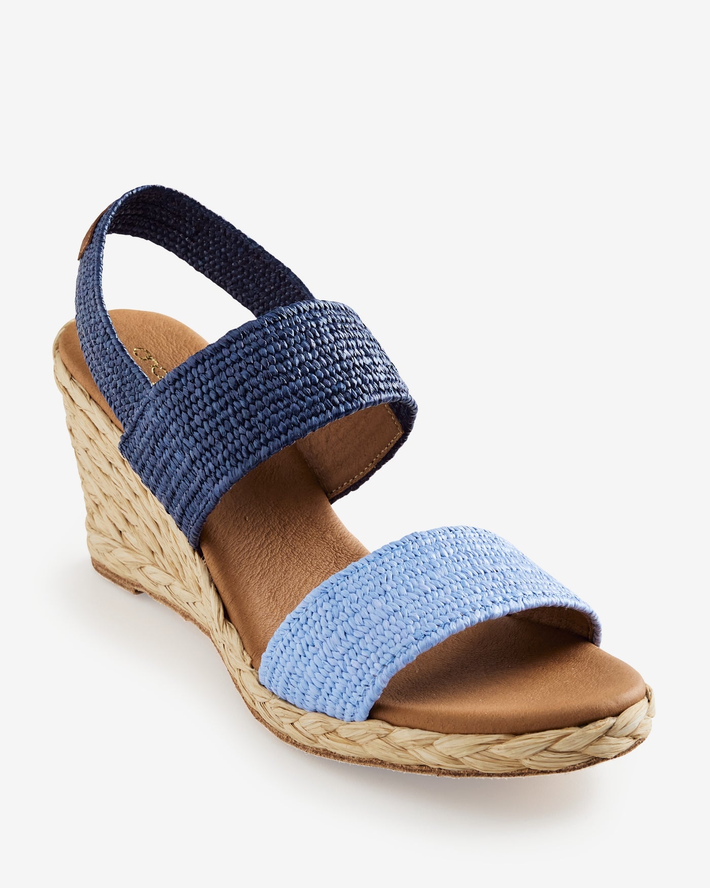 Andre Assous Colorblocked Raffia Espadrille Wedge Blue Multi