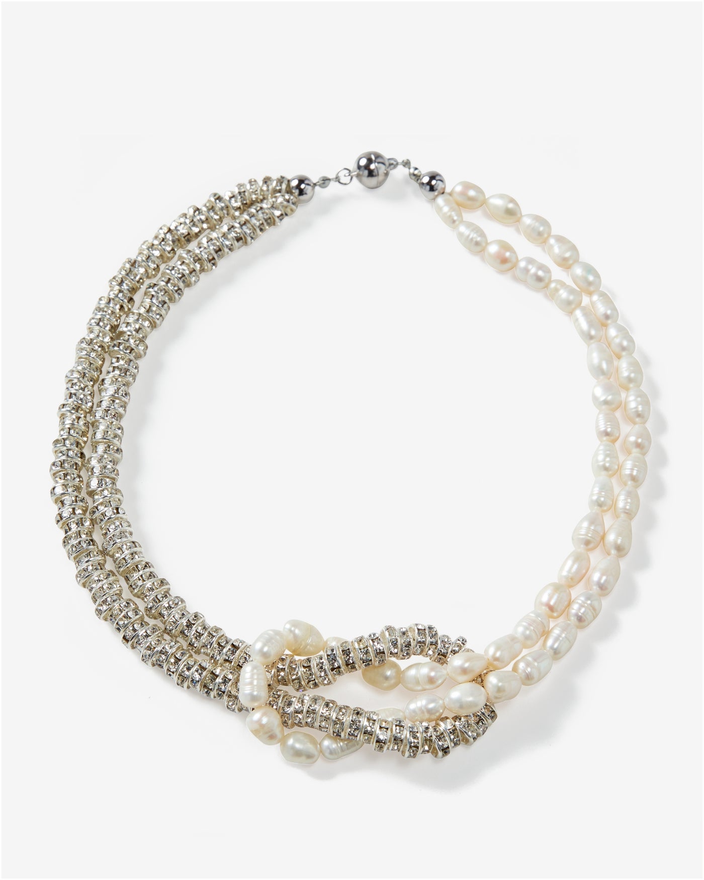 Knotted Pearl Necklace White/Silver