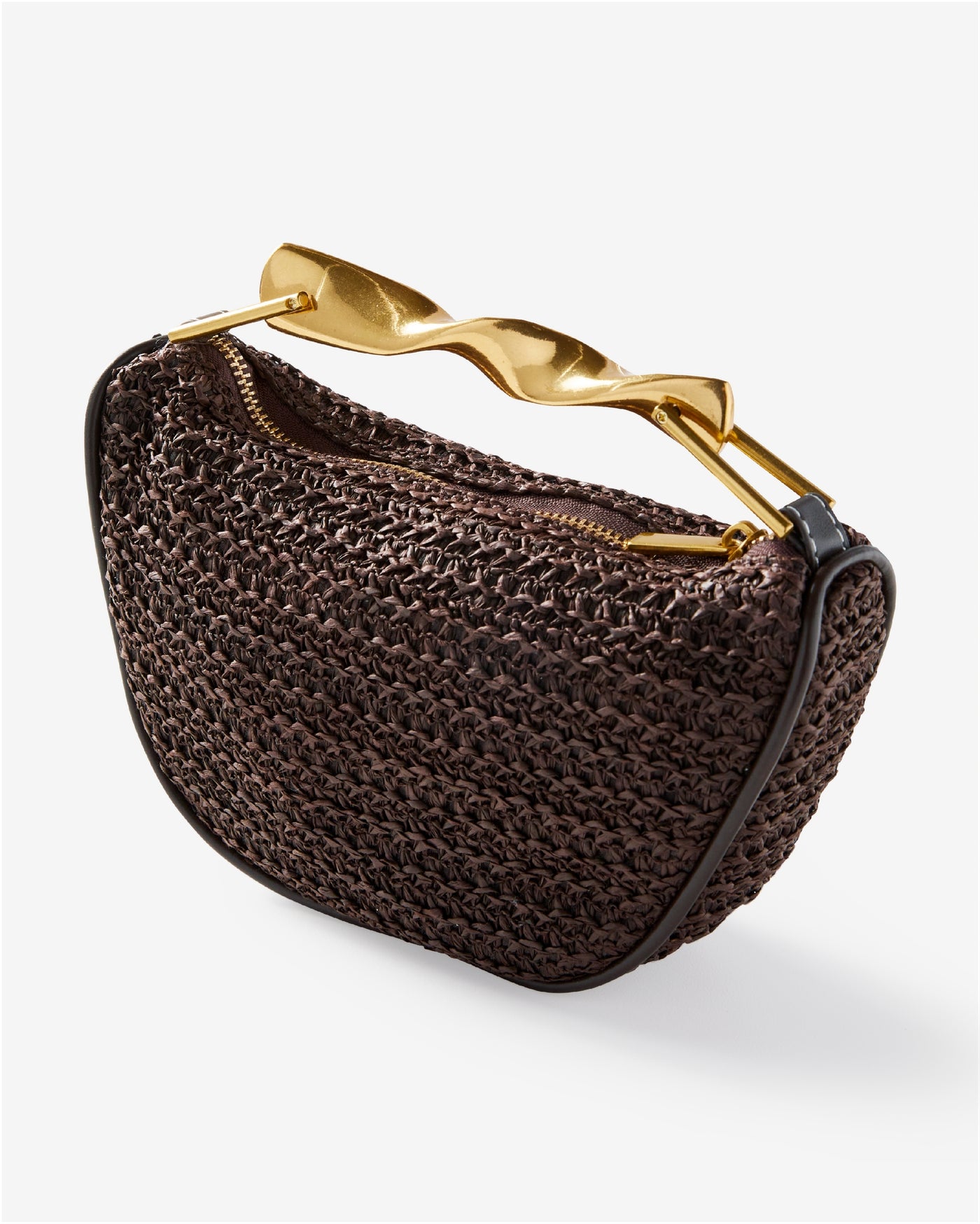 Twisted Handle Raffia Bag Brown