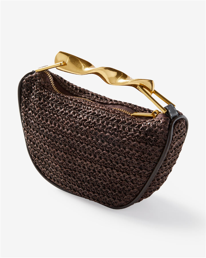 Twisted Handle Raffia Bag Brown