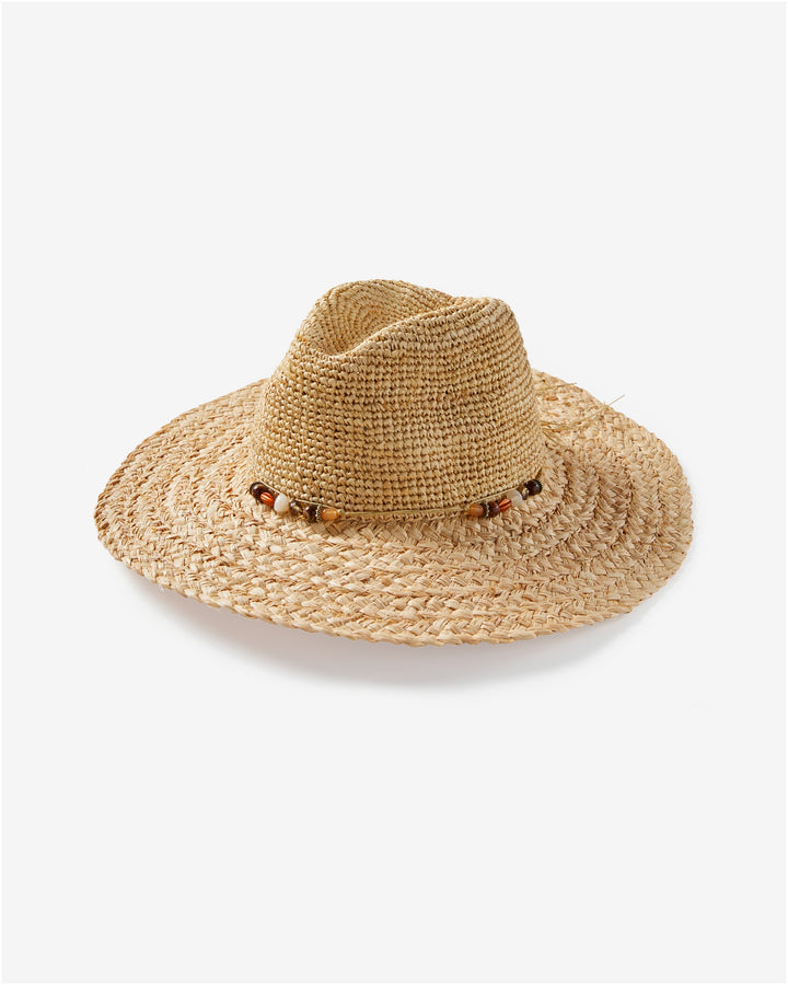 Raffia Hat with Beads Natural