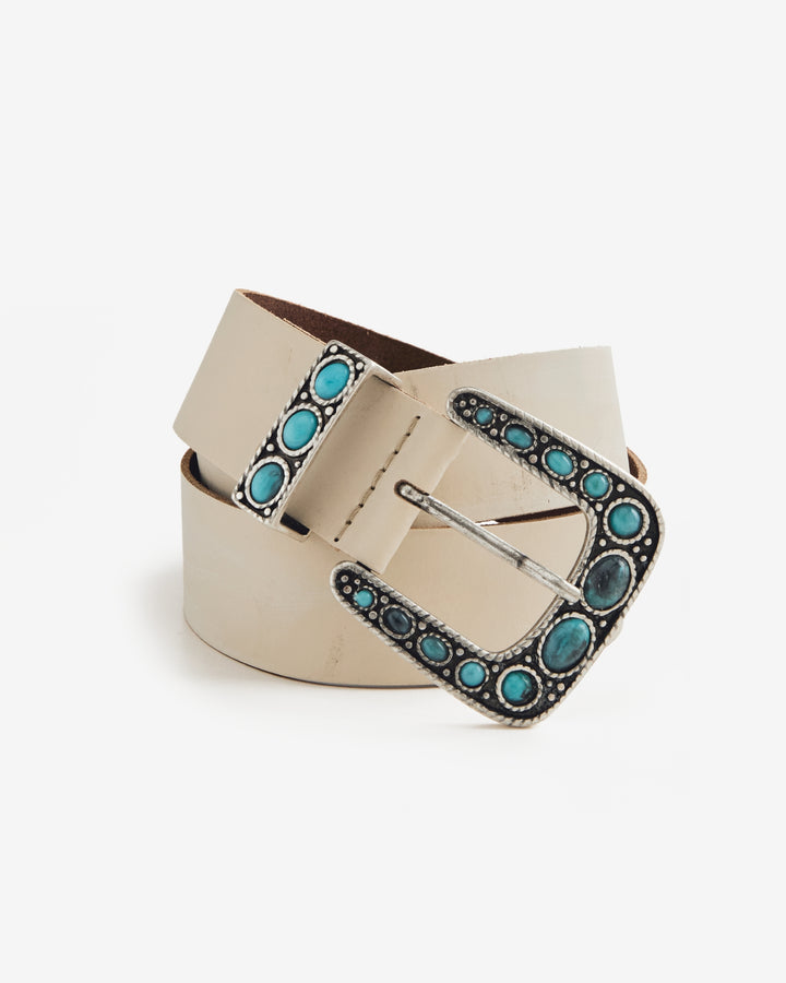 Western Turquoise Embellished Belt Beige Multi