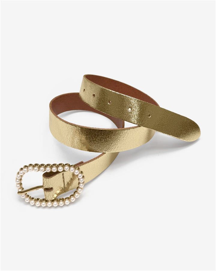 Pearl Buckle Belt Gold