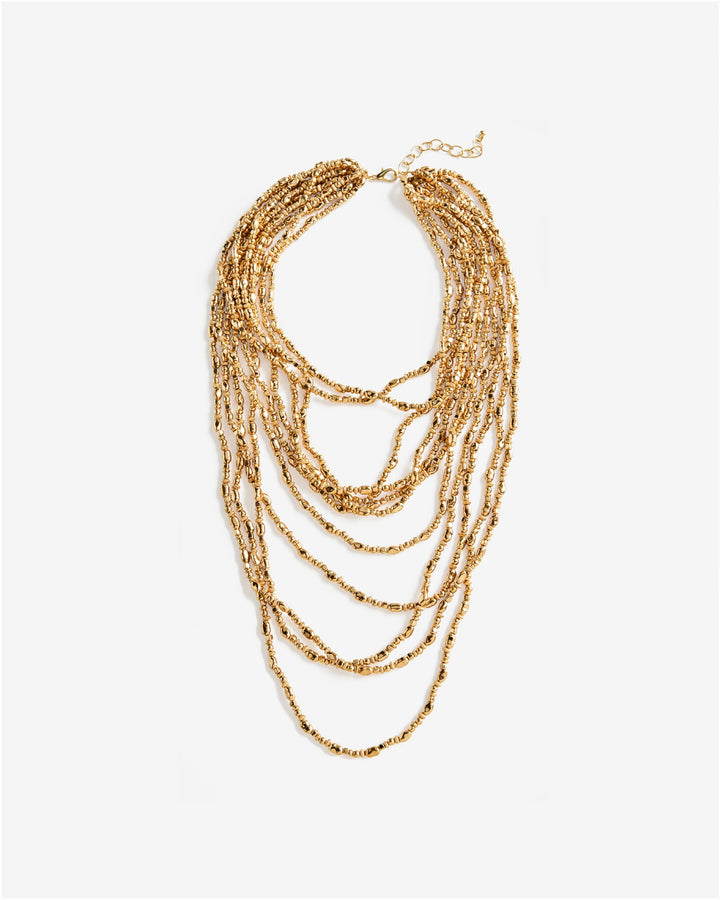 Gold Bead Layered Necklace Gold